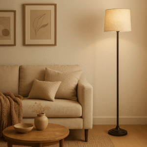 Theia Decor's SolMist Linen Floor Lamp