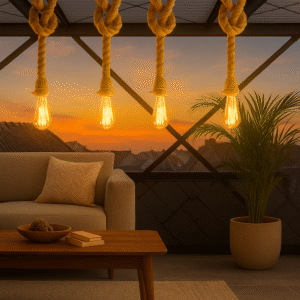 Rustic Rope Radiance by Theia- Set of 4 ( Bulb not Included )
